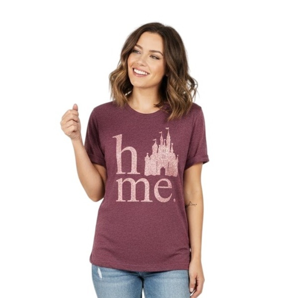 Bella + Canvas T-Shirt S Purple Home Sleeping Beautys Castle Disney Graphic Tee